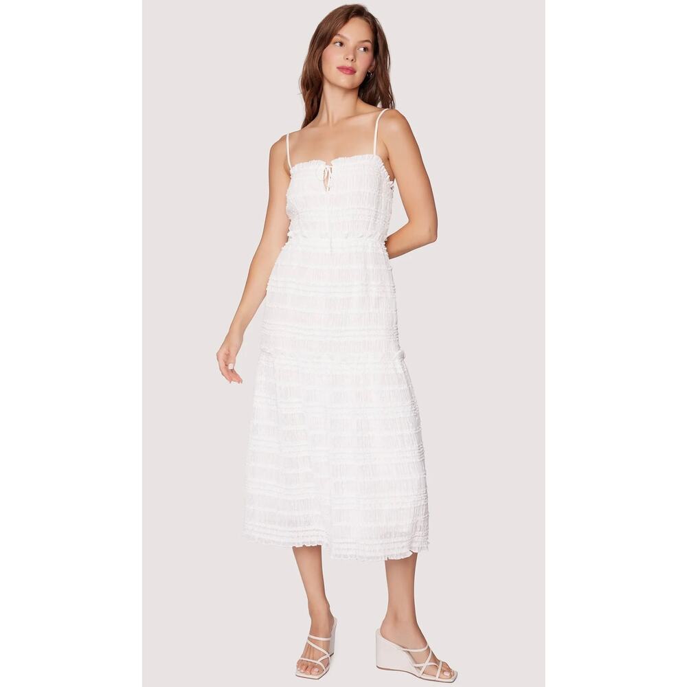 Lost + Wander Calla Lily White Tiered Midi Dress Sz Medium NWT Feminine Romantic